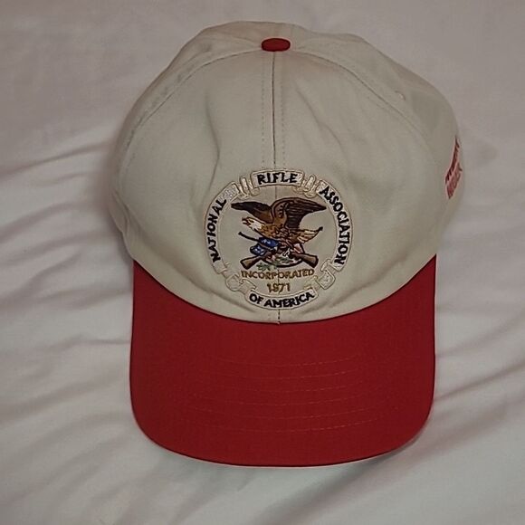 Vintage NRA of America American Eagle Embroidered Adjustable tan and red - Picture 1 of 8